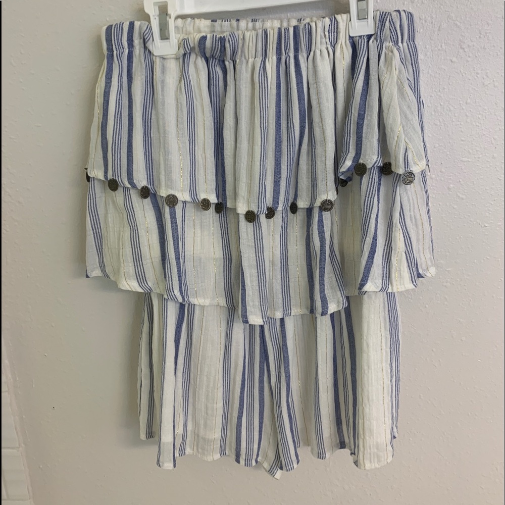 lilly rain romper off the shoulder